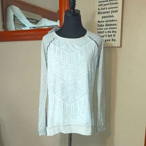 NWT Women's Jolt For Vanity Gray Aztec Patterned Sheer Knit Top